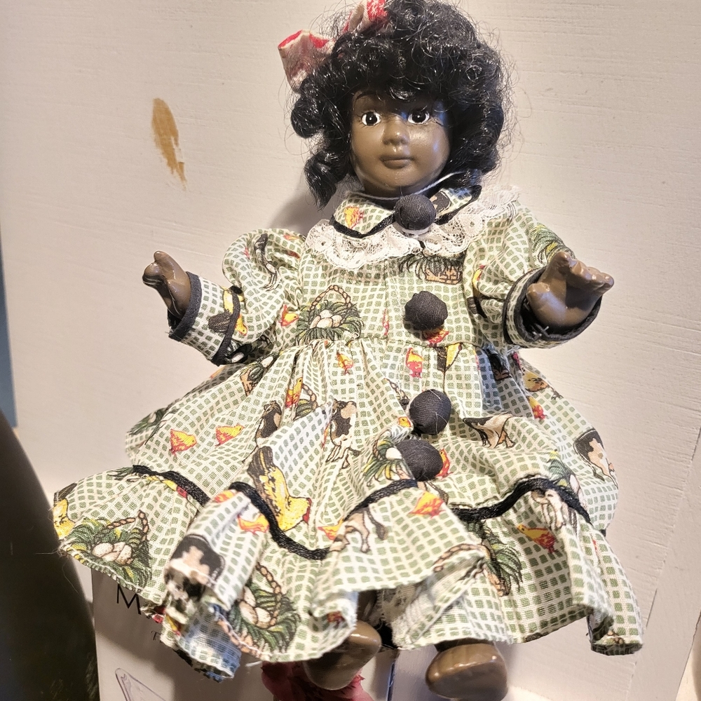 Vintage Handmade Porcelain African American Doll